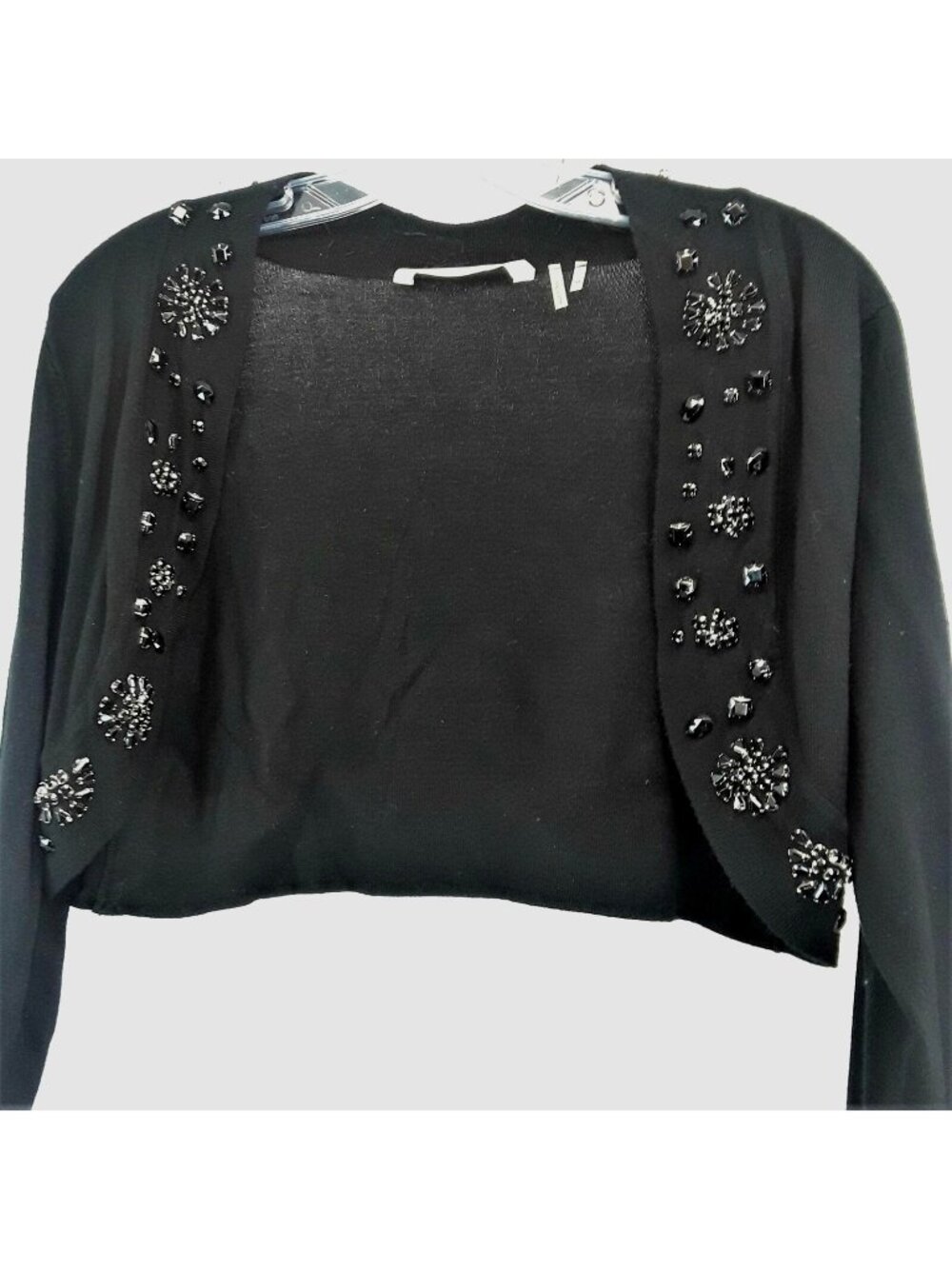 Soft Surroundings Embellished Black Sweater Shrug. Womens Medium Beaded Bolero